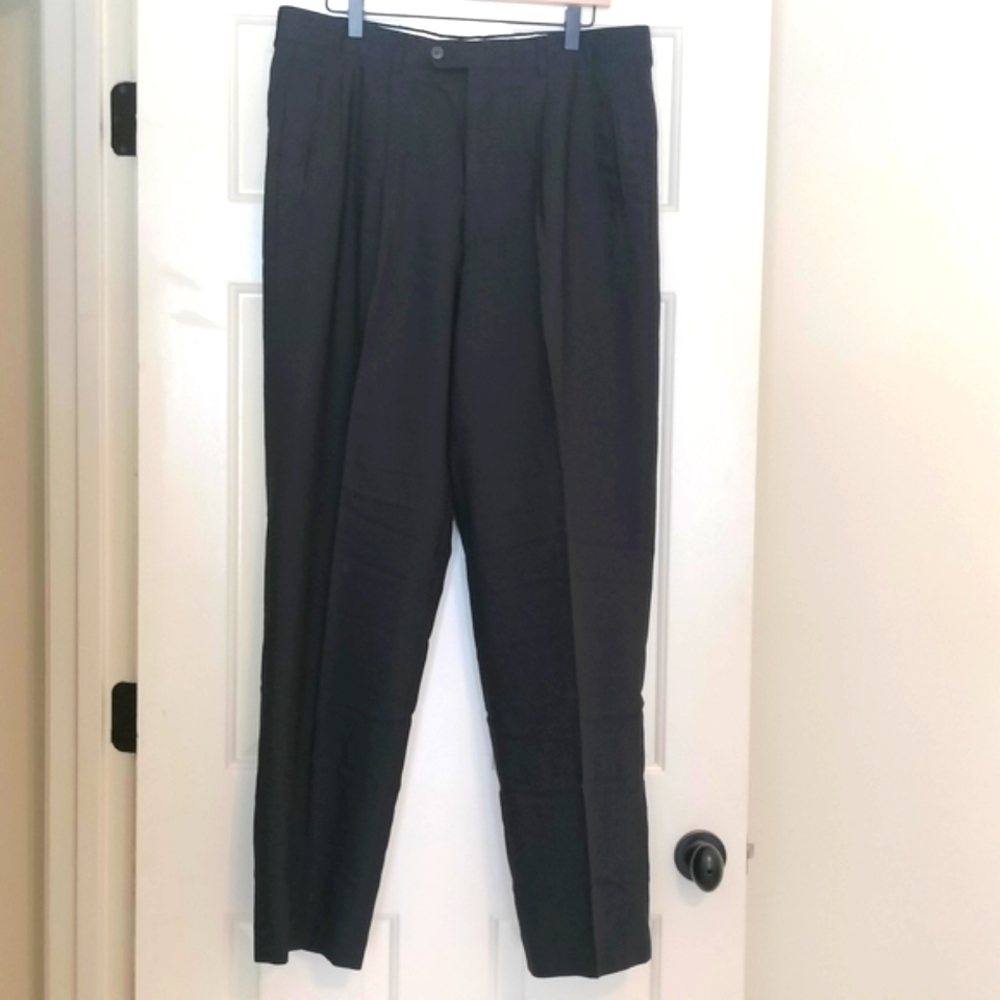Galliano Men's Dark Blue Made In Italy Dress‎ Pants Super 120s Wool Size 36x32
